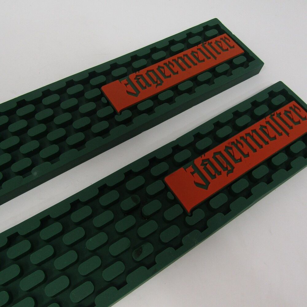 Jägermeister Bar Mat Spill Rail Drip Tray Rubber Service Mat Set of 2 Green 21"